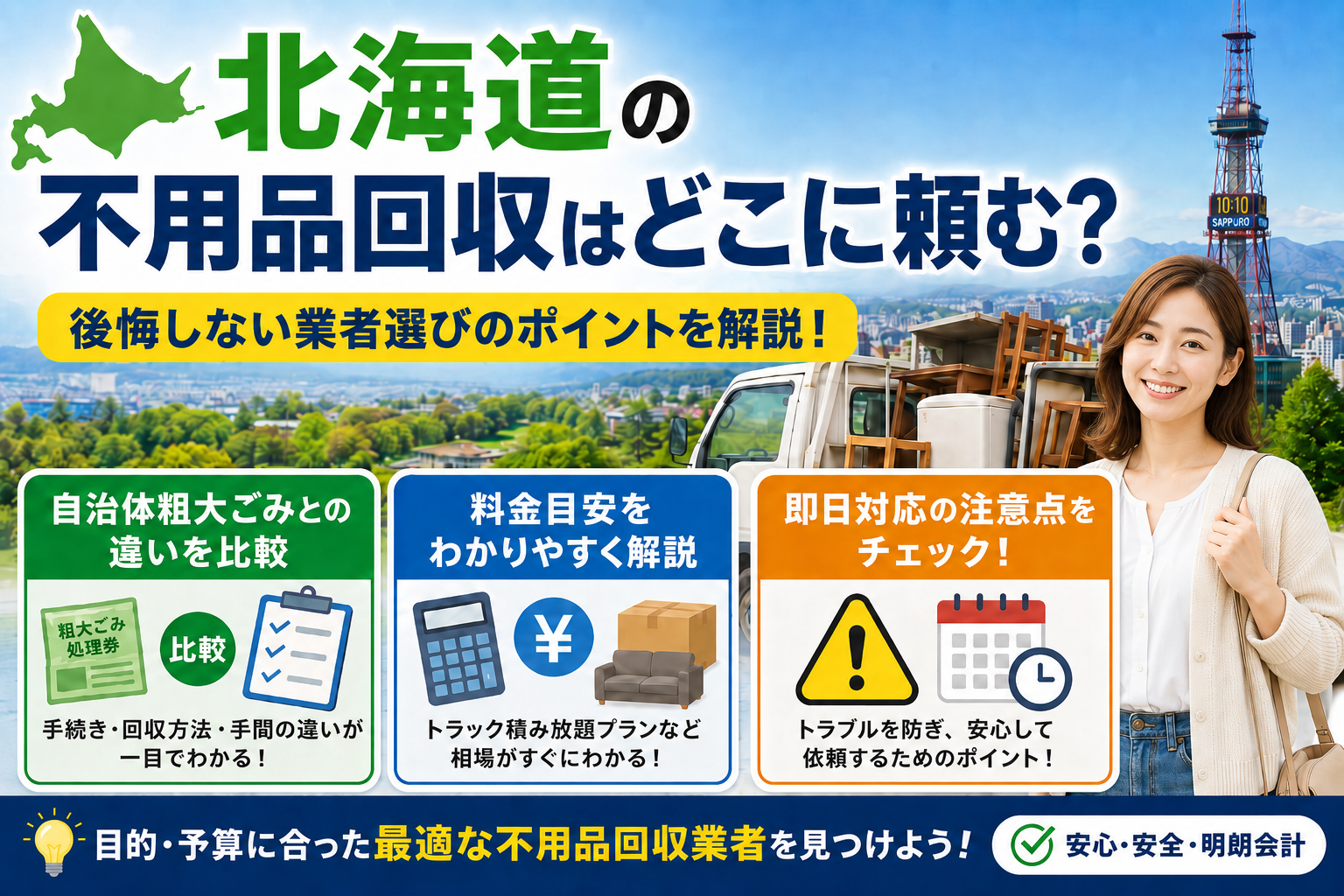北海道の不用品回収はどこに頼む？自治体粗大ごみとの違い・料金目安・即日対応の注意点