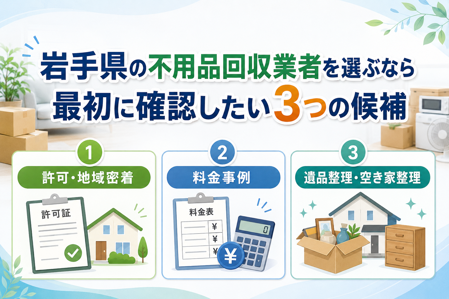 岩手県の不用品回収業者を選ぶなら最初に確認したい3つの候補