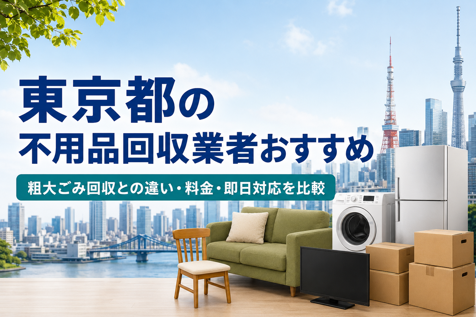 東京都の不用品回収業者おすすめ｜粗大ごみ回収との違い・料金・即日対応を比較