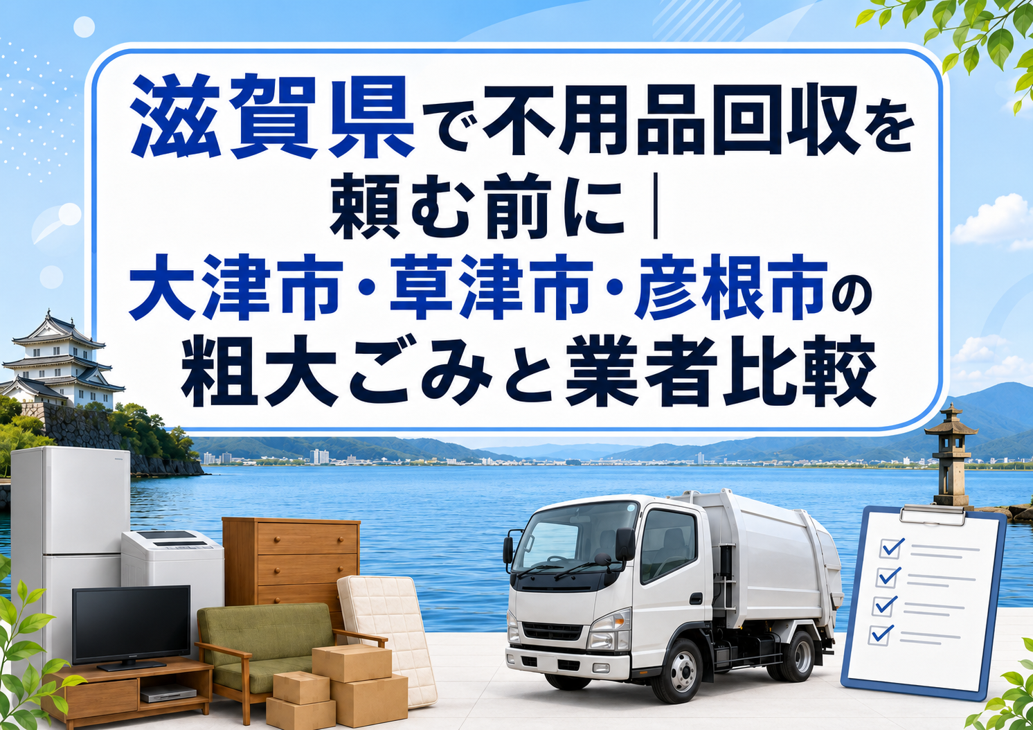 滋賀県で不用品回収を頼む前に｜大津市・草津市・彦根市の粗大ごみと業者比較