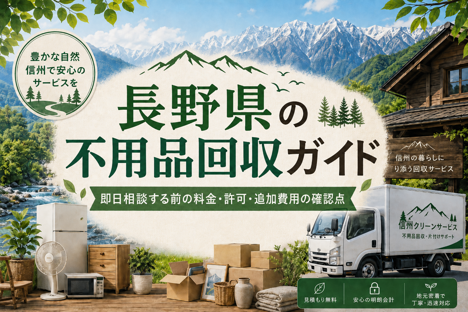 長野県の不用品回収ガイド｜即日相談する前の料金・許可・追加費用の確認点