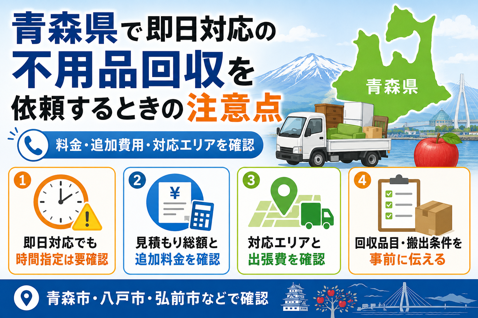 青森県で即日対応の不用品回収を依頼するときの注意点